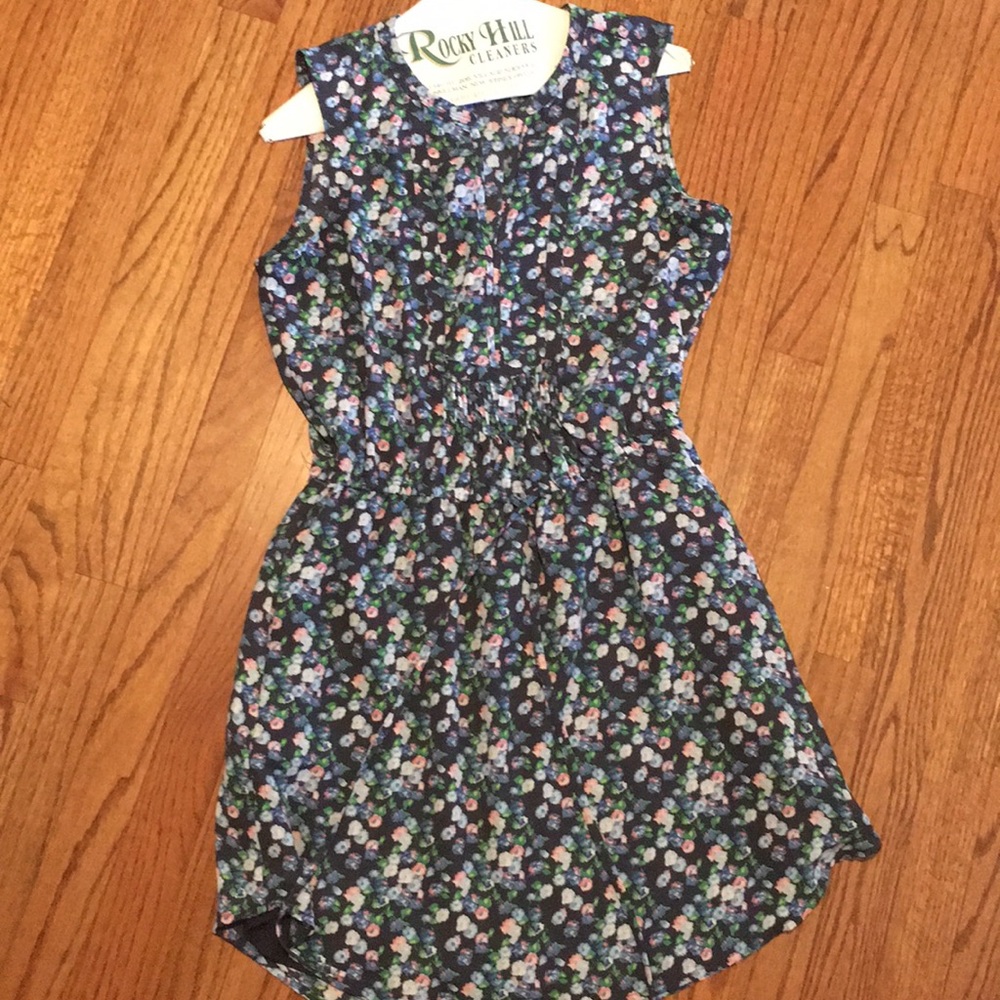 Floral print dress with drawstring waist